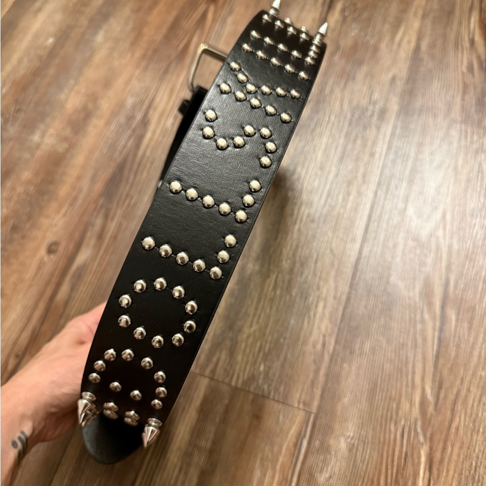 Black dollskill studded spiked belt - spells out Dollskill